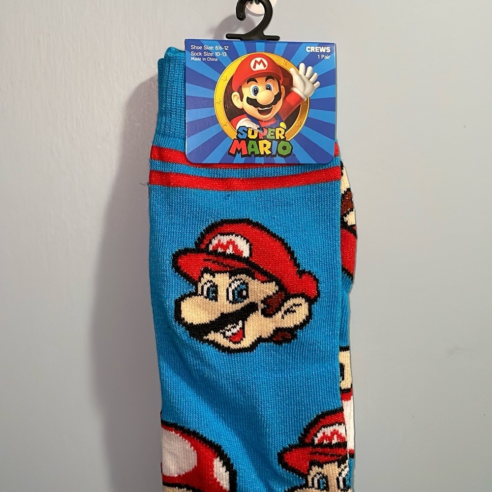 Super Mario Blue Crew Socks